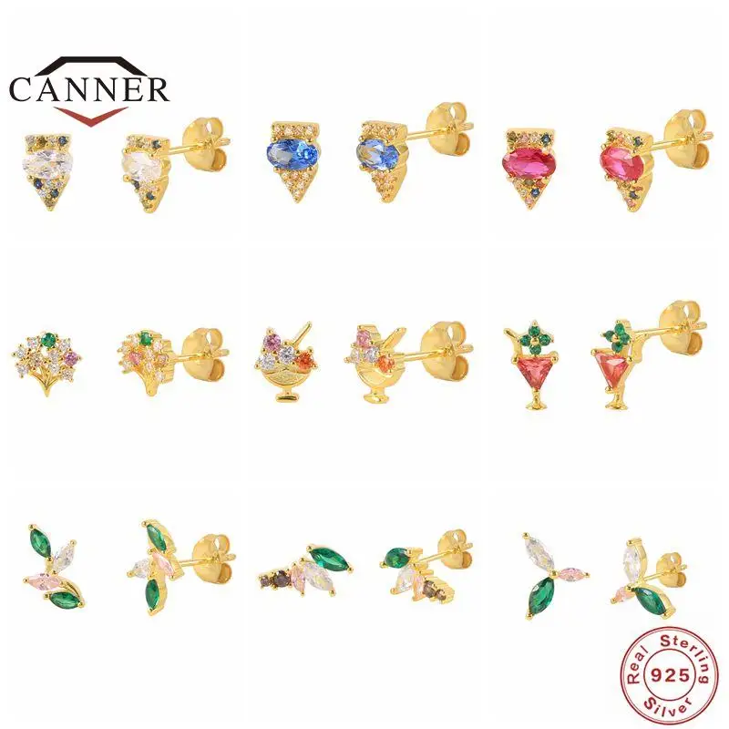 CANNER Small Cute Colorful Zircon Tree Ice Cream 925 Sterling Silver Cartilage Piercing Stud Earrings Women Jewelry Pendientes
CANNER Small Cute Colorful Zircon Tree Ice Cream 925 Sterling Silver Cartilage Piercing Stud Earrings Women Jewelry Pendientes