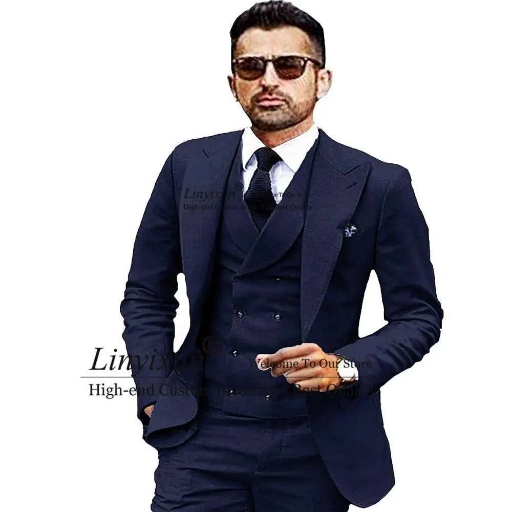 Men Suits 3 Pieces Slim Fit Business Suits Groom Navy Blue Tuxedos for Formal Wedding suit (Blazer+Pants+Vest) 2021
Men Suits 3 Pieces Slim Fit Business Suits Groom Navy Blue Tuxedos for Formal Wedding suit (Blazer+Pants+Vest) 2021
