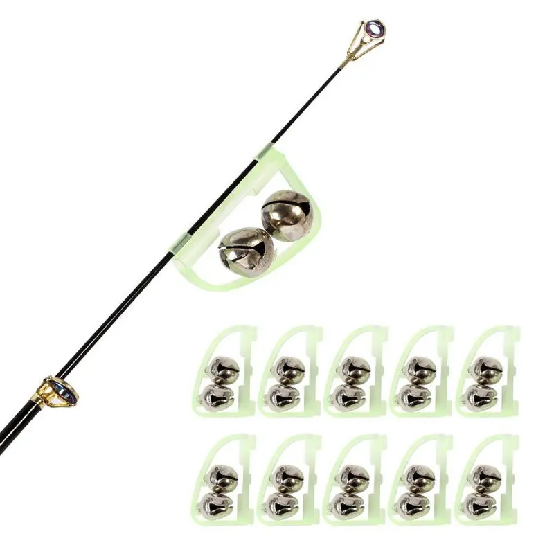 10 Pcs Luminous Sea Fishing Feeder 50mm Bell Twin Rod Tip Fish Alarm Tackle | Спорт и развлечения