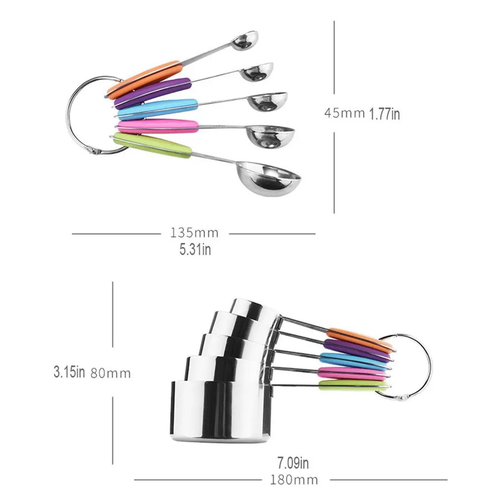 10pcs/set Stainless Steel Silicone Handle Measuring Cup Measuring Spoon Household Baking Tool Measuring Cup Measuring Spoon
10pcs/set Stainless Steel Silicone Handle Measuring Cup Measuring Spoon Household Baking Tool Measuring Cup Measuring Spoon