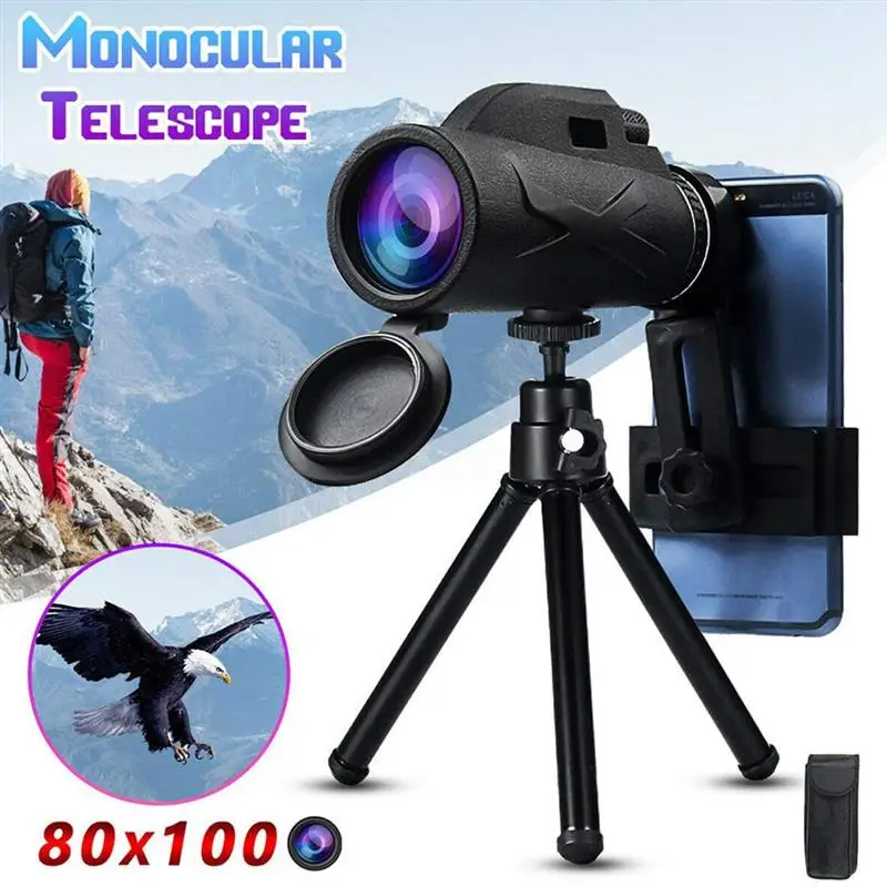 80X100 Monocular Telescope BAK4 Optical Prism Waterproof HD Telescope With Holder For Outdoor Birdwatching HD Night View
80X100 Monocular Telescope BAK4 Optical Prism Waterproof HD Telescope With Holder For Outdoor Birdwatching HD Night View