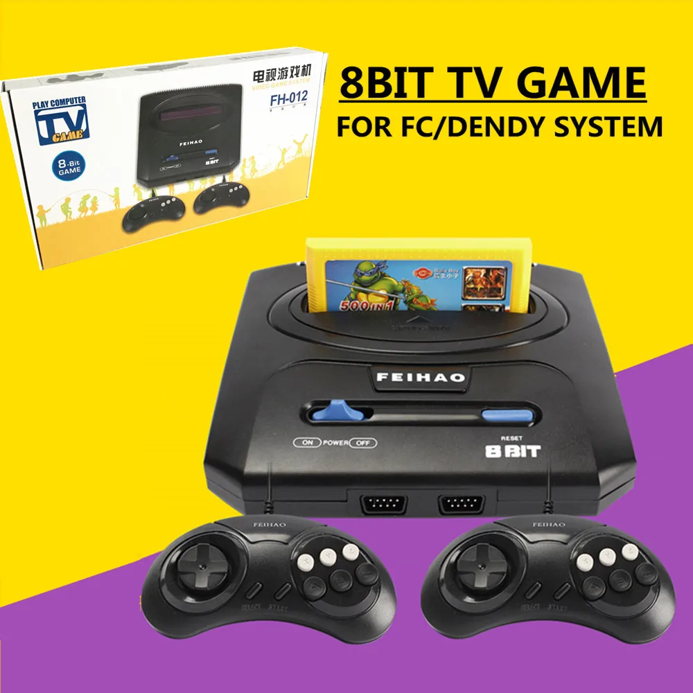 Ретро ТВ Видео игровая консоль для 8bit FC/ Dendy Games с двумя геймпадами FEI HAO FC Compact II PAL