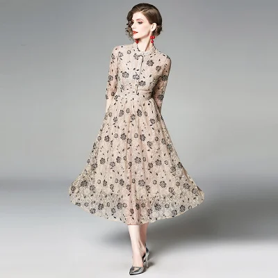 New Elegant Vintage Fashion Women Lace Slim Tunic Maxi Dress Lady 3/4 Sleeve Dresses Evening Party Clothing
New Elegant Vintage Fashion Women Lace Slim Tunic Maxi Dress Lady 3/4 Sleeve Dresses Evening Party Clothing