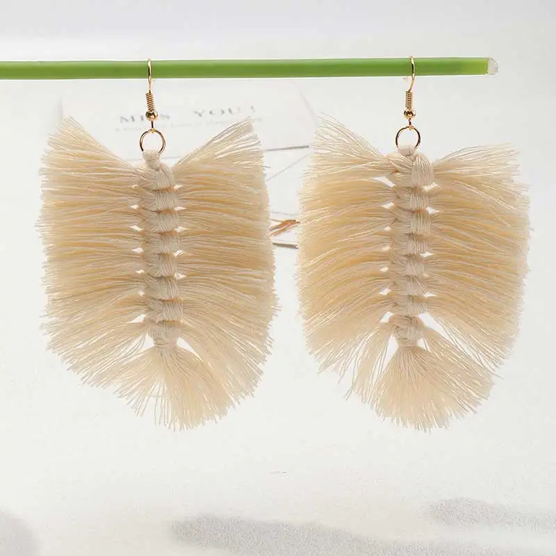 Earrings for women Bohemian tassel earrings earrings female hand made knitting leaves earrings 2021 trend Unusual earrings 
Earrings for women Bohemian tassel earrings earrings female hand made knitting leaves earrings 2021 trend Unusual earrings