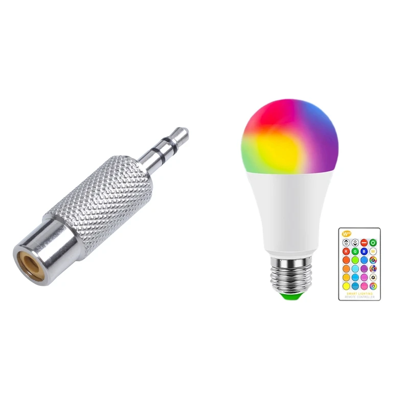 1 Pcs 3.5Mm Stereo Male To RCA Mono Female Audio Adapter,Silver & 1 Pcs E27 Smart Control Lamp Led RGB Light
1 Pcs 3.5Mm Stereo Male To RCA Mono Female Audio Adapter,Silver & 1 Pcs E27 Smart Control Lamp Led RGB Light