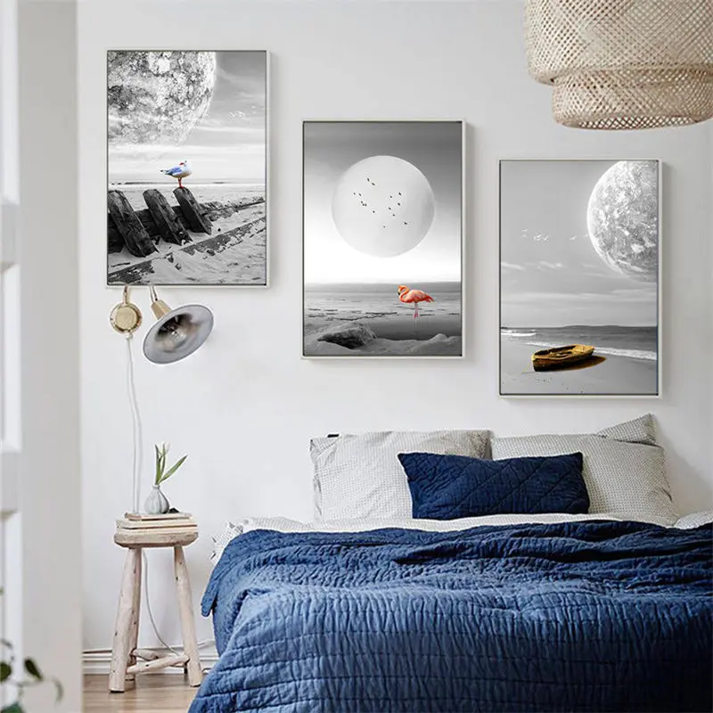 Nordic Canvas Paintings Scandinavian Black White Wall Art Poster Print Moon Landscape Minimalist Picture for Bedroom Home Decor
Nordic Canvas Paintings Scandinavian Black White Wall Art Poster Print Moon Landscape Minimalist Picture for Bedroom Home Decor