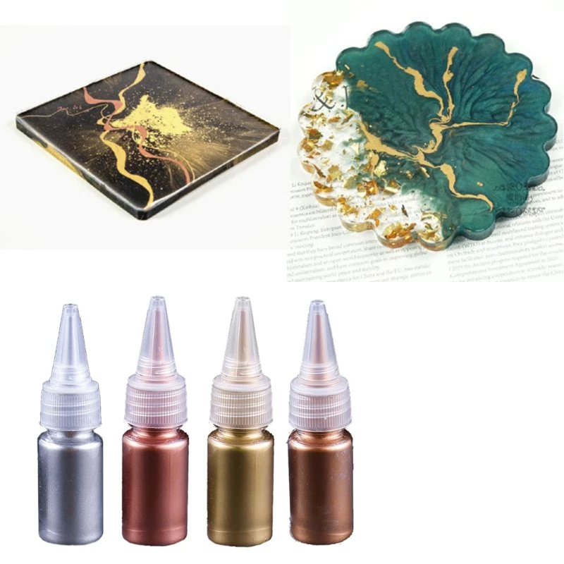 

4 Colors Epoxy Resin Colorant Glitter Marble Metallic Pigment Resin Jewelry DIY X7YA