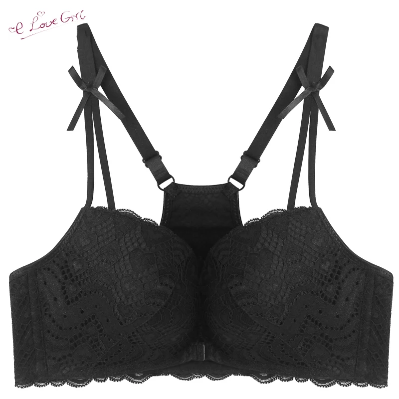 Sexy Front Closure Push Up Women Bra 5/8 Cup Bow Floral Lace Small chest Fashion No Steel Ring Back Vest Type Seamless Underwear
Sexy Front Closure Push Up Women Bra 5/8 Cup Bow Floral Lace Small chest Fashion No Steel Ring Back Vest Type Seamless Underwear