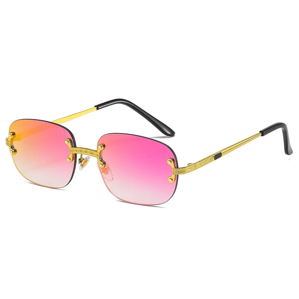 Солнцезащитные очки без оправы UV400 для мужчин и женщин прямоугольной формы с