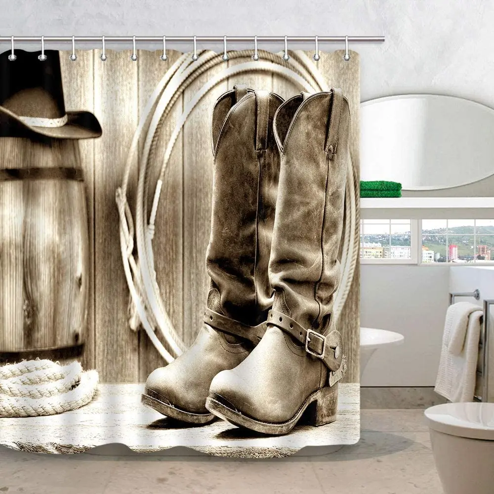 Western Shower Curtain American Traditional Style Sports Team Cowboy Saddle Wood Ranch Barn Bathroom Polyester Decor With Hooks
Western Shower Curtain American Traditional Style Sports Team Cowboy Saddle Wood Ranch Barn Bathroom Polyester Decor With Hooks
