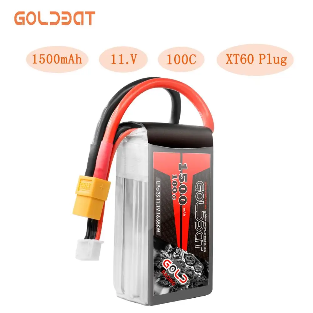 GOLDBAT 1500 мАч FPV Lipo батарея 3S 11 1 В для дрона 100C Softcase с разъемом XT60 самолета FPV|Детали и