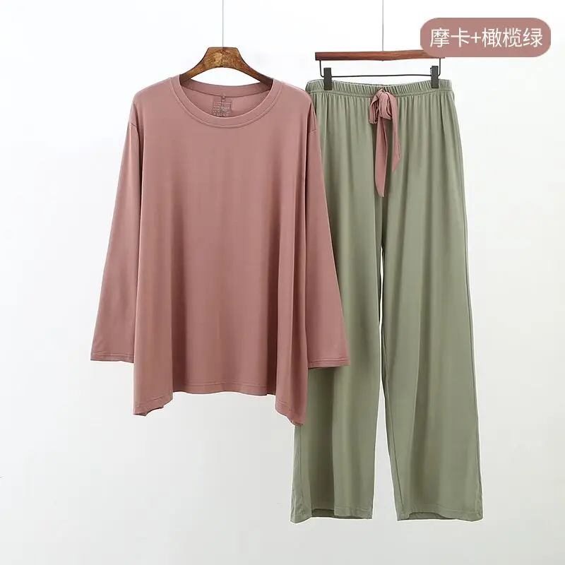 Plus Size Home Suits Women Autumn New Loose Long-Sleeved Pajamas Two-Piece Set Nine-Point Wide Leg Pants Pijama Sleepwear Femme
Plus Size Home Suits Women Autumn New Loose Long-Sleeved Pajamas Two-Piece Set Nine-Point Wide Leg Pants Pijama Sleepwear Femme