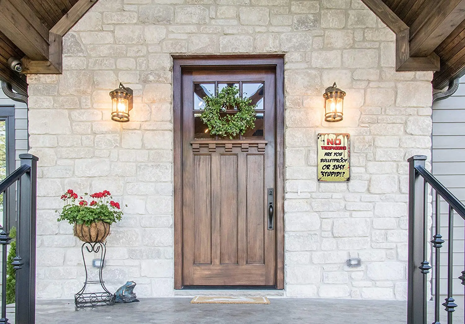 No Trespassing Are You Bulletproof Or Just Stupid Tin Sign Metal Plaque Home Yard Wall Decoration Retro Metal Plate 12*8 Inches
No Trespassing Are You Bulletproof Or Just Stupid Tin Sign Metal Plaque Home Yard Wall Decoration Retro Metal Plate 12*8 Inches