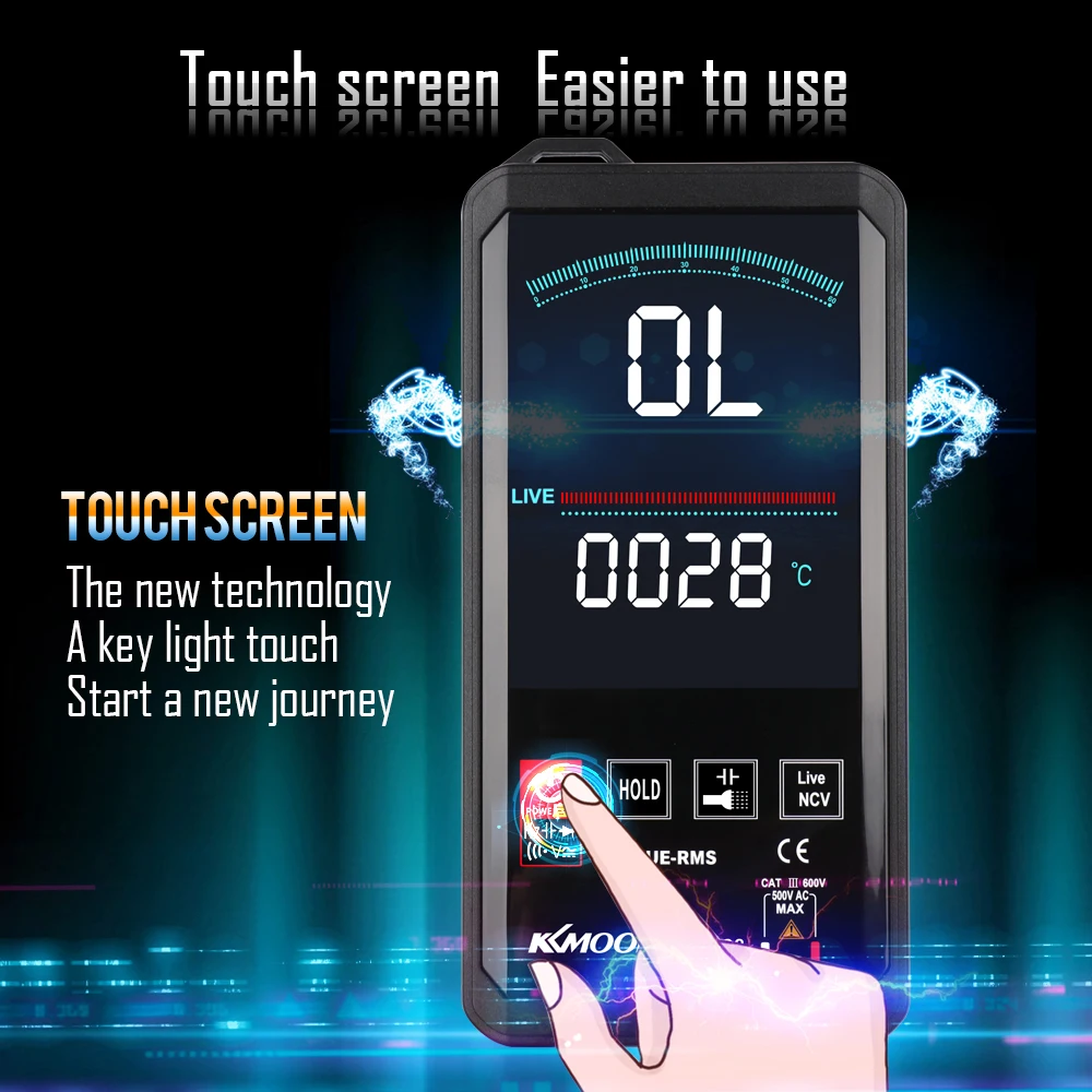 KKmoon KKM128 4.7 Inch Touching Color Screen Ultra-thin Multimeter Voltage Frequency Capacitance Resistance Meter 6000 Counts
KKmoon KKM128 4.7 Inch Touching Color Screen Ultra-thin Multimeter Voltage Frequency Capacitance Resistance Meter 6000 Counts