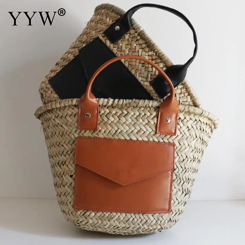Patchwork Handbags with Leather Pocket Straw Handmade Weave Tote Fashion Top Handle Bag Simple Bag Ladies Cross Body Bag Beach
Patchwork Handbags with Leather Pocket Straw Handmade Weave Tote Fashion Top Handle Bag Simple Bag Ladies Cross Body Bag Beach
