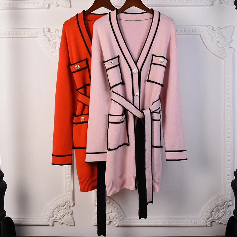 2021 Spring Autumn Fashion Women's Wool Belt knitted overcoat High quality elegant V-neck cashmere cardigans Top C731
2021 Spring Autumn Fashion Women's Wool Belt knitted overcoat High quality elegant V-neck cashmere cardigans Top C731