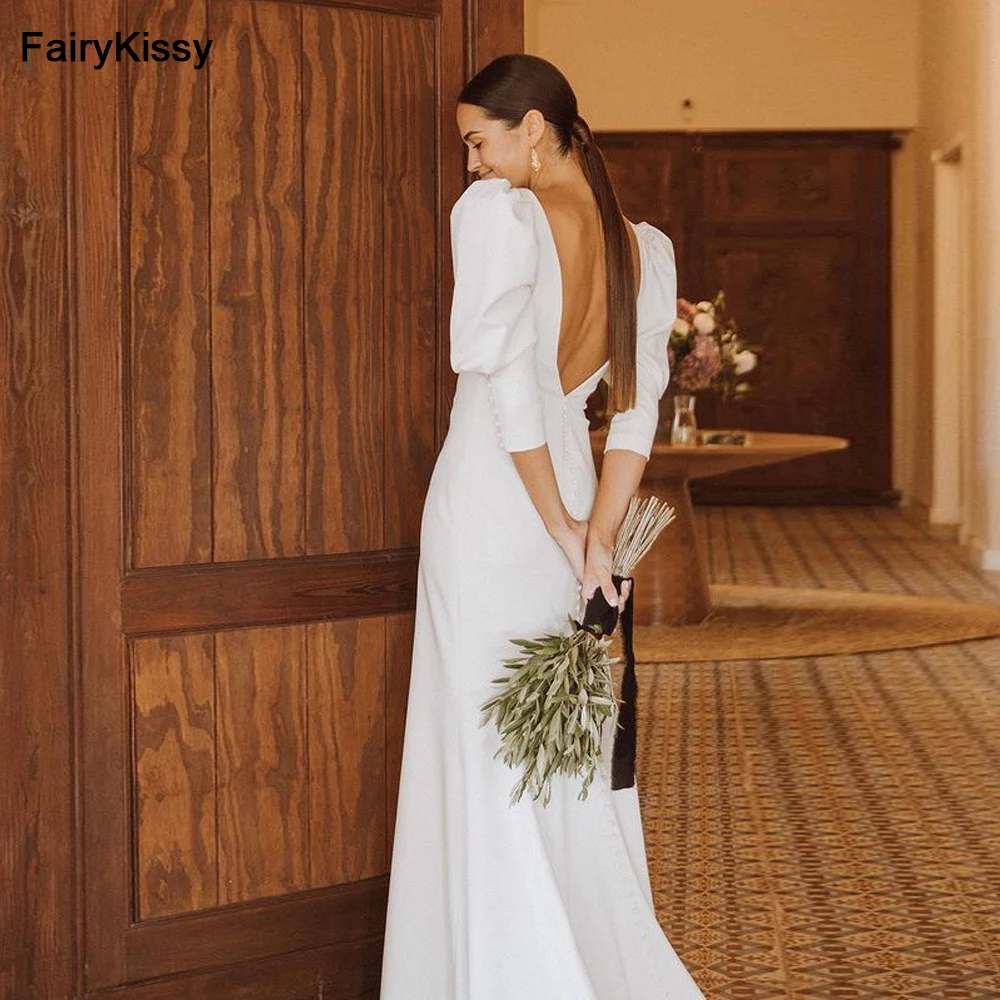 FairyKissy 2022 Classic 3/4 Cap Sleeve V Neck Wedding Dresses with Cape Sexy Open Back Beach Bridal Party Gowns Long Train
FairyKissy 2022 Classic 3/4 Cap Sleeve V Neck Wedding Dresses with Cape Sexy Open Back Beach Bridal Party Gowns Long Train