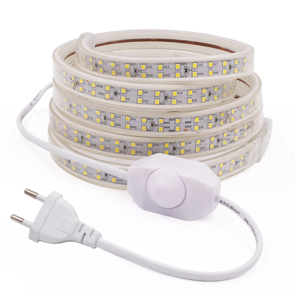 Super bright 2835 220V Dimmable LED Strip Double Row Outdoor Waterproof Led Tape 180Leds/m Adjustable Brightness Flex Led Light
Super bright 2835 220V Dimmable LED Strip Double Row Outdoor Waterproof Led Tape 180Leds/m Adjustable Brightness Flex Led Light