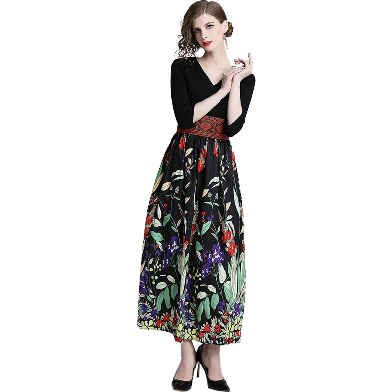 VKBN Spring and Summer Women Dress Up Printing Three Quarter Knee-Length V-Neck Empire Dresses Long
VKBN Spring and Summer Women Dress Up Printing Three Quarter Knee-Length V-Neck Empire Dresses Long