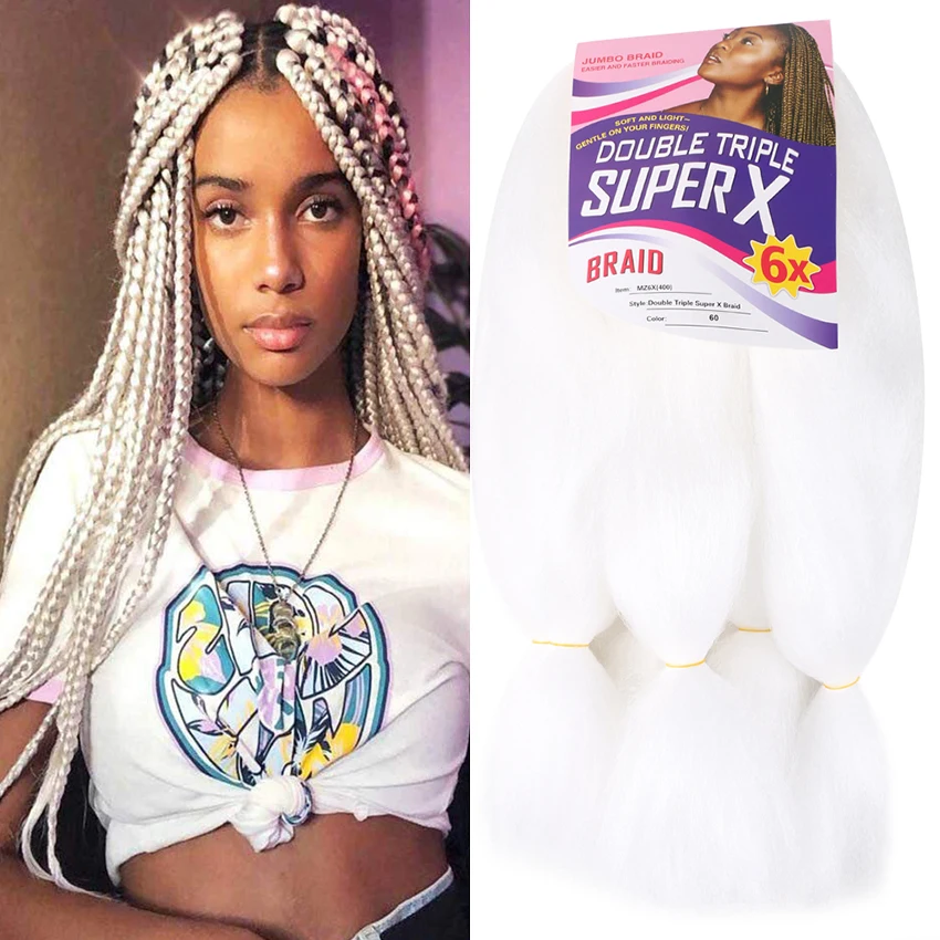 Super X Jumbo Braiding Hair 24" 400g White Ombre Synthetic Jumbo Hair Extensions For Braiding Hot Water Set Jumbo Braids Hair
Super X Jumbo Braiding Hair 24" 400g White Ombre Synthetic Jumbo Hair Extensions For Braiding Hot Water Set Jumbo Braids Hair