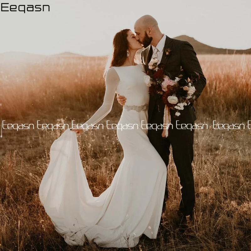 Eeqasn Sexy Long Sleeve Wedding Dress 2020 Country Beach Satin Crystal Sashes Court Train Bridal Dresses Vestido de Noiva
Eeqasn Sexy Long Sleeve Wedding Dress 2020 Country Beach Satin Crystal Sashes Court Train Bridal Dresses Vestido de Noiva