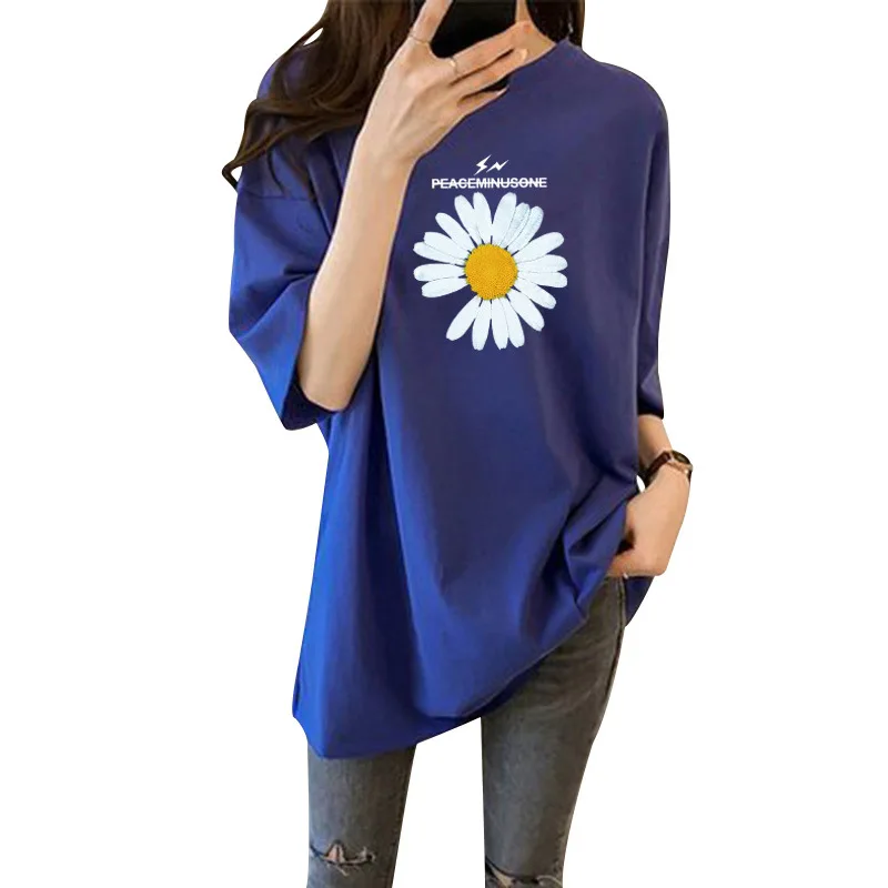 Short Sleeve T-shirt Women 2021 New Summer Loose Korean Daisy Medium and Long Top Ins Style Outdoor Fashion T-shirt 
Short Sleeve T-shirt Women 2021 New Summer Loose Korean Daisy Medium and Long Top Ins Style Outdoor Fashion T-shirt