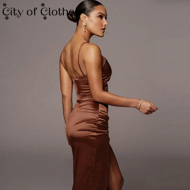 2021 Autumn Winter Women Solid Satin Strap Midi Dress Ruched High Slit Bodycon Backless Sexy Party Dresses Elegant Clothes
2021 Autumn Winter Women Solid Satin Strap Midi Dress Ruched High Slit Bodycon Backless Sexy Party Dresses Elegant Clothes