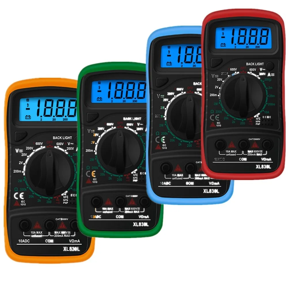 XL830 Landheld Digital Multimeter LCD Backlight Professional AC/DC Tester Voltage Indicator Measuring Instrument Electrician
XL830 Landheld Digital Multimeter LCD Backlight Professional AC/DC Tester Voltage Indicator Measuring Instrument Electrician
