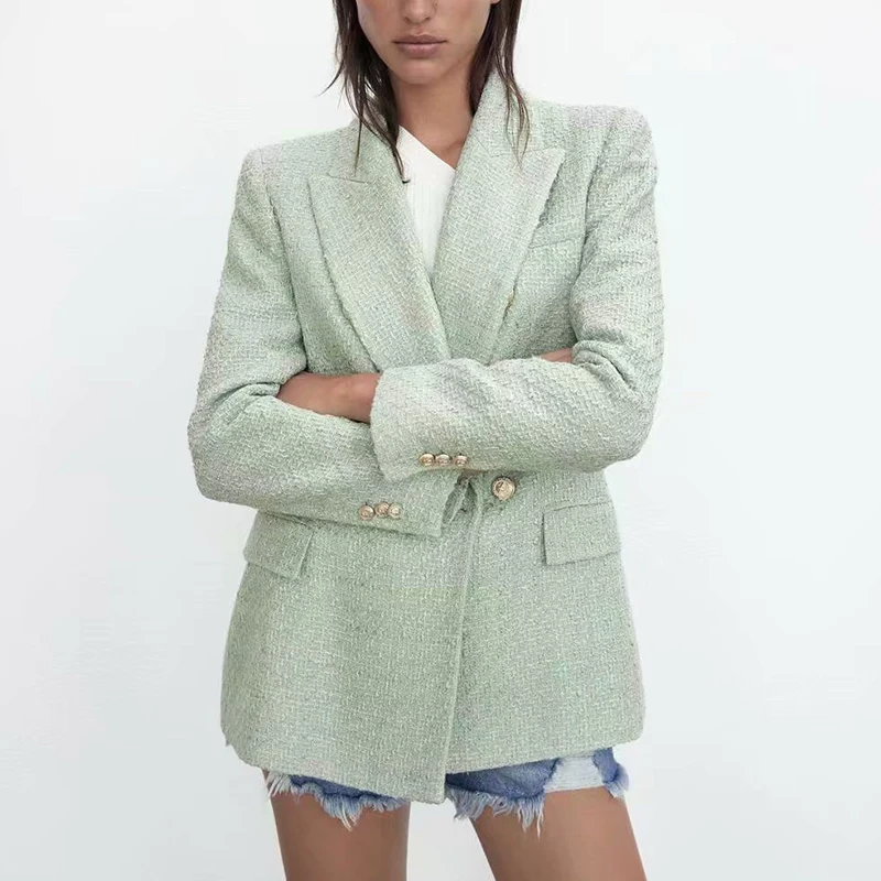 ZA Autumn Winter Women Blazer Jacket Solid Double Breasted Notched Vintage Coat Office Lady Long Sleeve Causal Tops Outerwear
ZA Autumn Winter Women Blazer Jacket Solid Double Breasted Notched Vintage Coat Office Lady Long Sleeve Causal Tops Outerwear