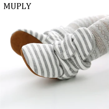Baby Shoes For NewBorn Baby Boys Girls Stripe Toddler First Walkers Booties Cotton Comfort Soft Anti-slip Infant Warm Boots