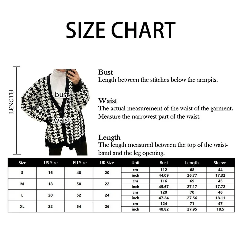 Autumn 2021 Women's Clothing Loose V-neck Houndstooth Long Sleeve Knit Cardigan Jacket Korean Fashion Oversize Sweater Woman
Autumn 2021 Women's Clothing Loose V-neck Houndstooth Long Sleeve Knit Cardigan Jacket Korean Fashion Oversize Sweater Woman