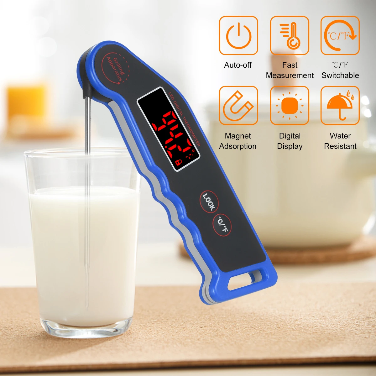 СВЕТОДИОДНЫЙ цифровой измеритель температуры еды, 1,9 дюйма, мгновенное считывание мяса, супа, напитков, пищевой термометр, точный и простой ...
СВЕТОДИОДНЫЙ цифровой измеритель температуры еды, 1,9 дюйма, мгновенное считывание мяса, супа, напитков, пищевой термометр, точный и простой ...