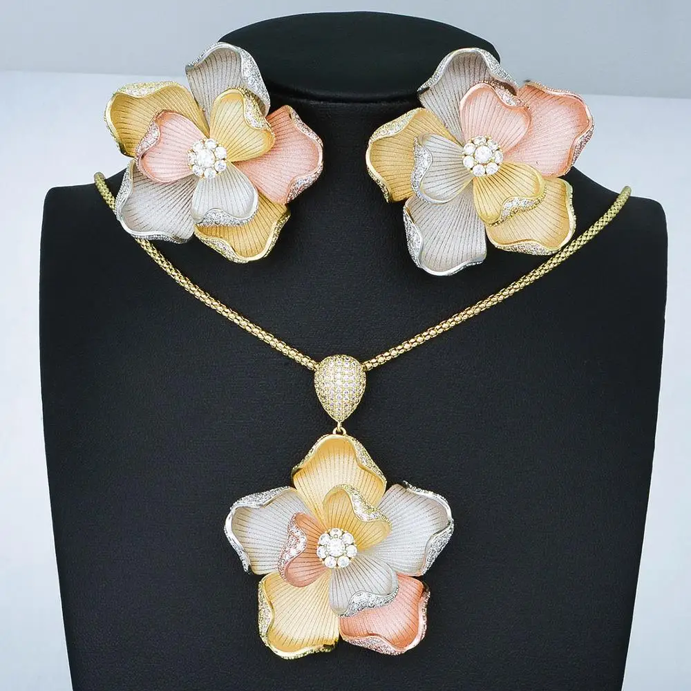 Newness Flower Floral Fashion Luxury Super AAA Cubic Zirconia Indian Women Engagement Big Earring Necklace Jewelry Set
Newness Flower Floral Fashion Luxury Super AAA Cubic Zirconia Indian Women Engagement Big Earring Necklace Jewelry Set