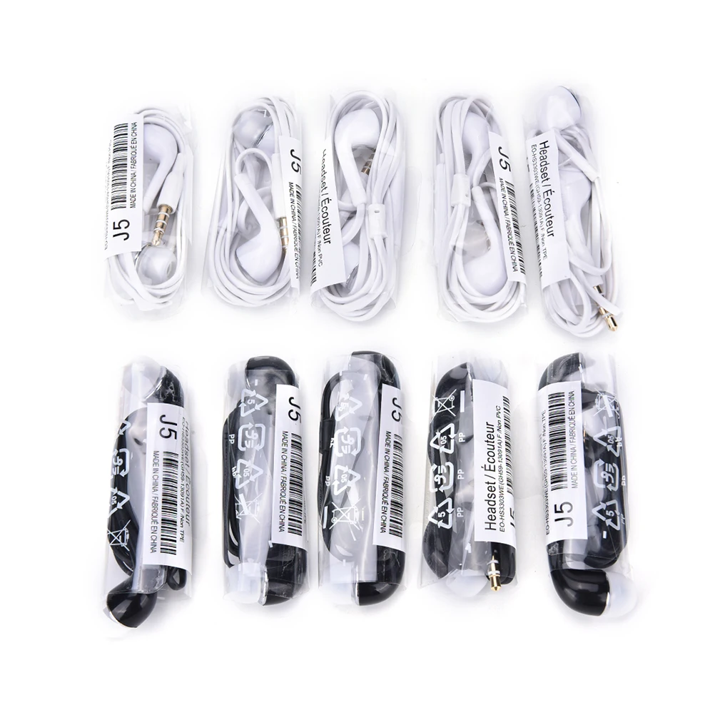 

5pcs J5 Headsets In-ear Earphones Headphones Hands-free With Mic For Samsung For HTC/Xiaomi Phones
