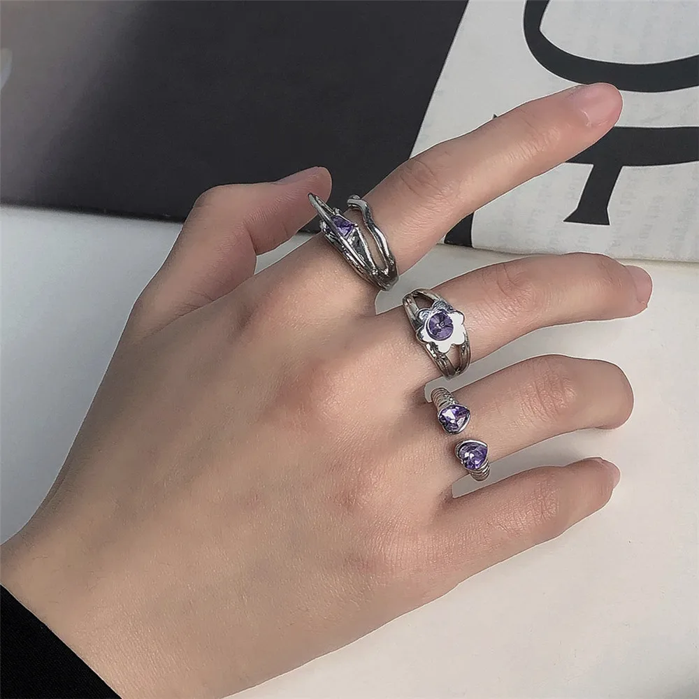 Stainless Steel Women Rings Punk Hip-hop Geometric Heart Open Ring Female Fashion Metal Flower Love Diamond Ring Jewelry Gifts
Stainless Steel Women Rings Punk Hip-hop Geometric Heart Open Ring Female Fashion Metal Flower Love Diamond Ring Jewelry Gifts