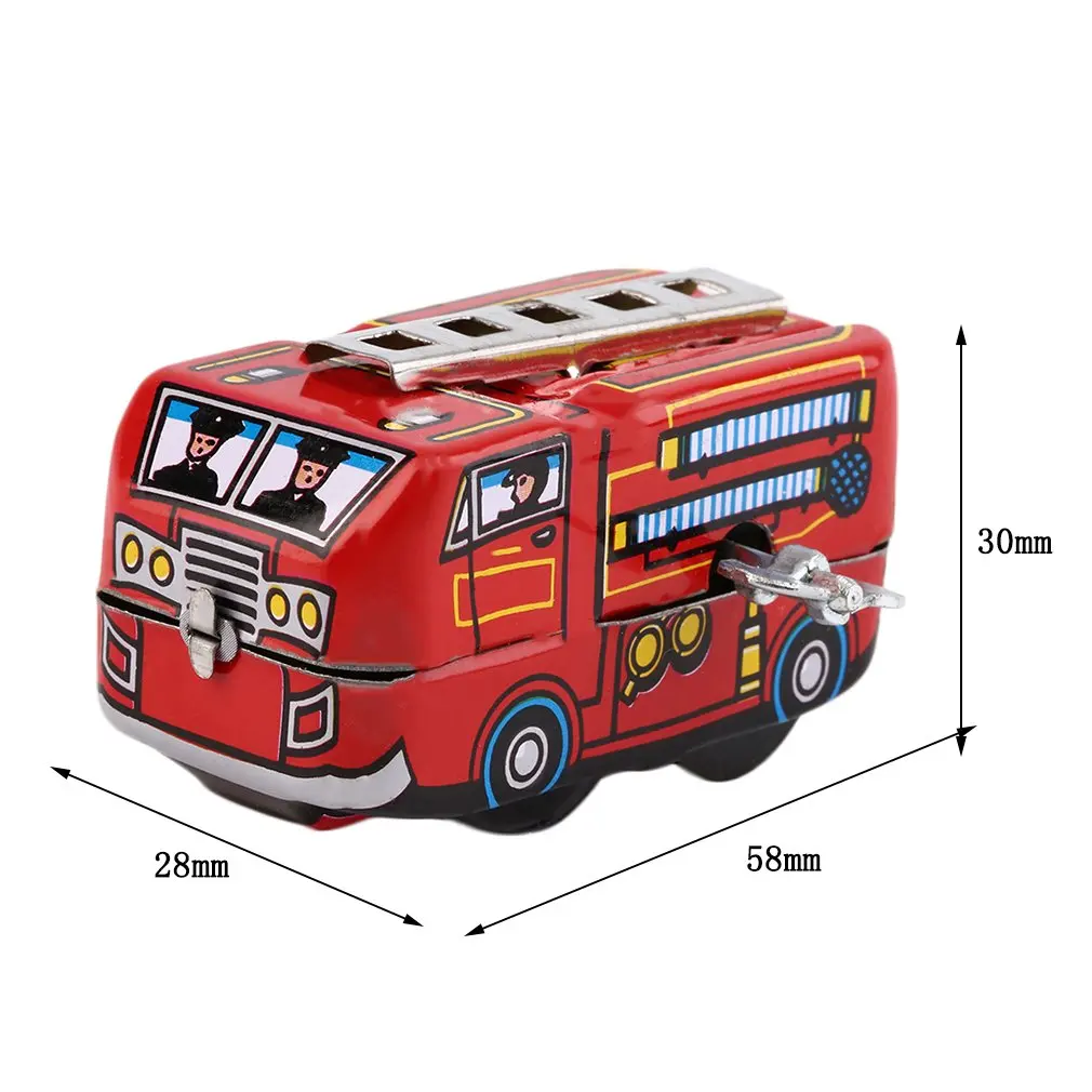 Retro Classic Firefighter Fire Engine Truck Clockwork Wind Up Tin Toys New