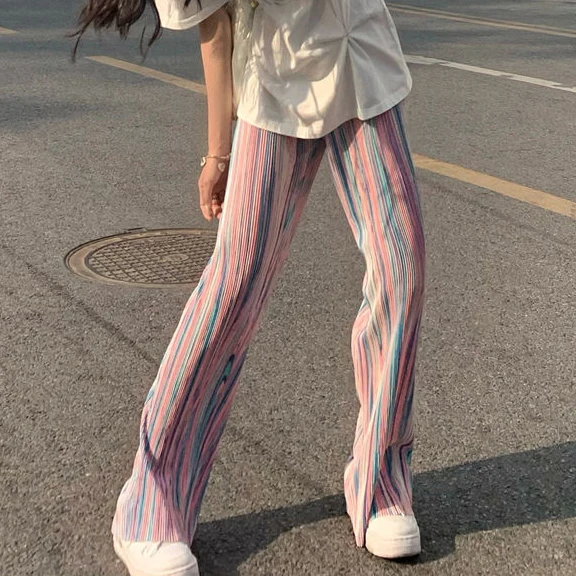 La pleated trousers are tall and thin tie dye womens work pants womens fashion female pants flare tights Straight
La pleated trousers are tall and thin tie dye womens work pants womens fashion female pants flare tights Straight