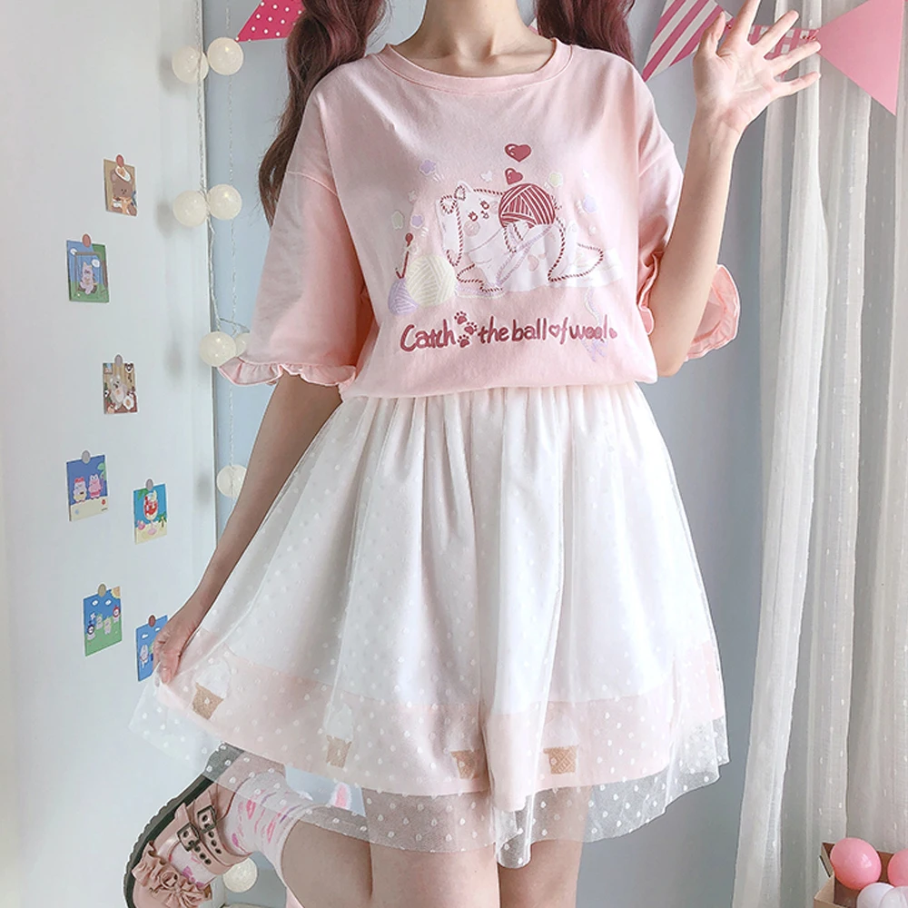 Casual Cute Kitty Printed Solid Floral Short Sleeve Women T-shirt Summer Korean Fashion Cat Anime Girls Round Neck Female Tee
Casual Cute Kitty Printed Solid Floral Short Sleeve Women T-shirt Summer Korean Fashion Cat Anime Girls Round Neck Female Tee