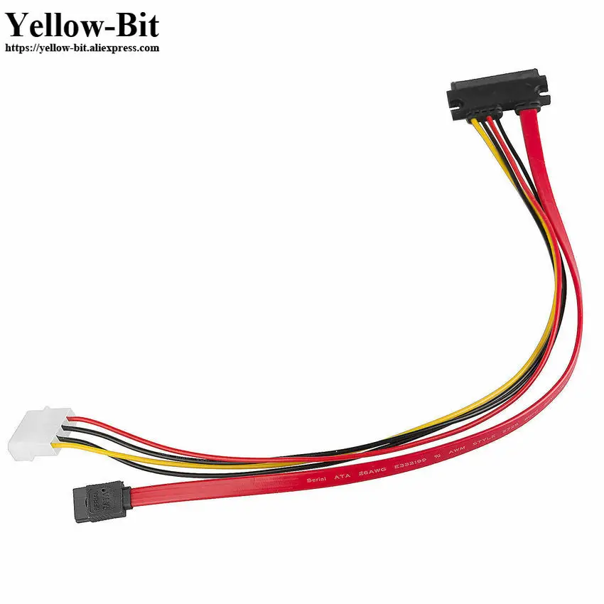 Кабель питания для компьютера SATA 22pin 7 + 15pin Female к 7Pin & Molex IDE 4 контактный| |