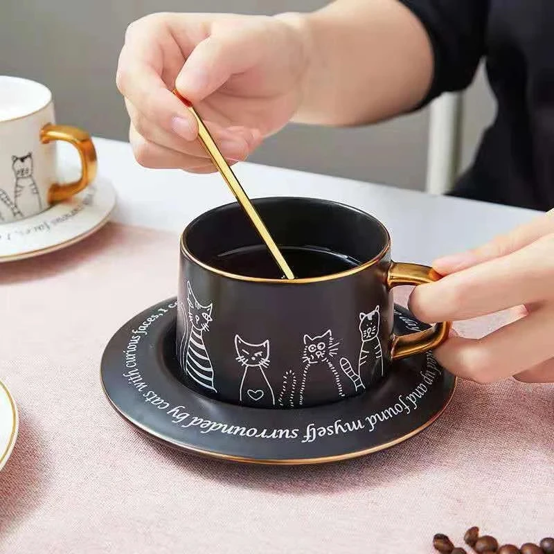 280ml black cat mug coffee cup office home cup and saucer set coffee couple Personalized mug holiday gift for family and friends
280ml black cat mug coffee cup office home cup and saucer set coffee couple Personalized mug holiday gift for family and friends