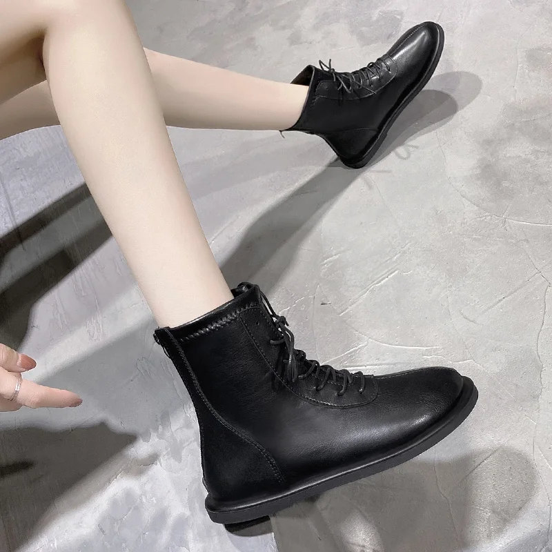 Ladies Boots 2021 Elegant Autumn Winter Genuine Cow Leather Lace-Up Round Toe Platform Shoes Ankle Boots Women Botas De Mujer
Ladies Boots 2021 Elegant Autumn Winter Genuine Cow Leather Lace-Up Round Toe Platform Shoes Ankle Boots Women Botas De Mujer