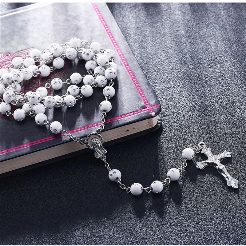 Prayer Glass Bead Rosary Cross Pendant Ladies's Necklace Vintage Virgin Mary Catholic Jesus Link Chain Women Religion Jewelry
Prayer Glass Bead Rosary Cross Pendant Ladies's Necklace Vintage Virgin Mary Catholic Jesus Link Chain Women Religion Jewelry