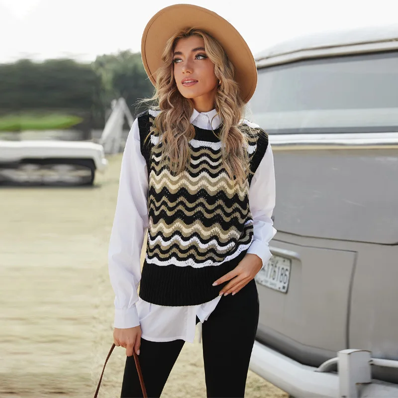 New Winter Vest Sweater Women Slim Striped Sleeveless Vintage Fall O-neck Knitted Coat Female
New Winter Vest Sweater Women Slim Striped Sleeveless Vintage Fall O-neck Knitted Coat Female
