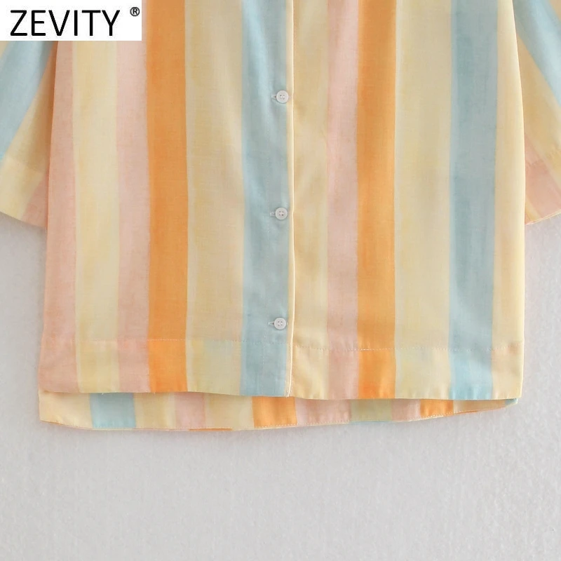 Zevity Women Fashion Colorful Striped Print Casual Smock Blouse Female Short Sleeve Kimono Shirts Chic Summer Blusas Tops LS9565
Zevity Women Fashion Colorful Striped Print Casual Smock Blouse Female Short Sleeve Kimono Shirts Chic Summer Blusas Tops LS9565