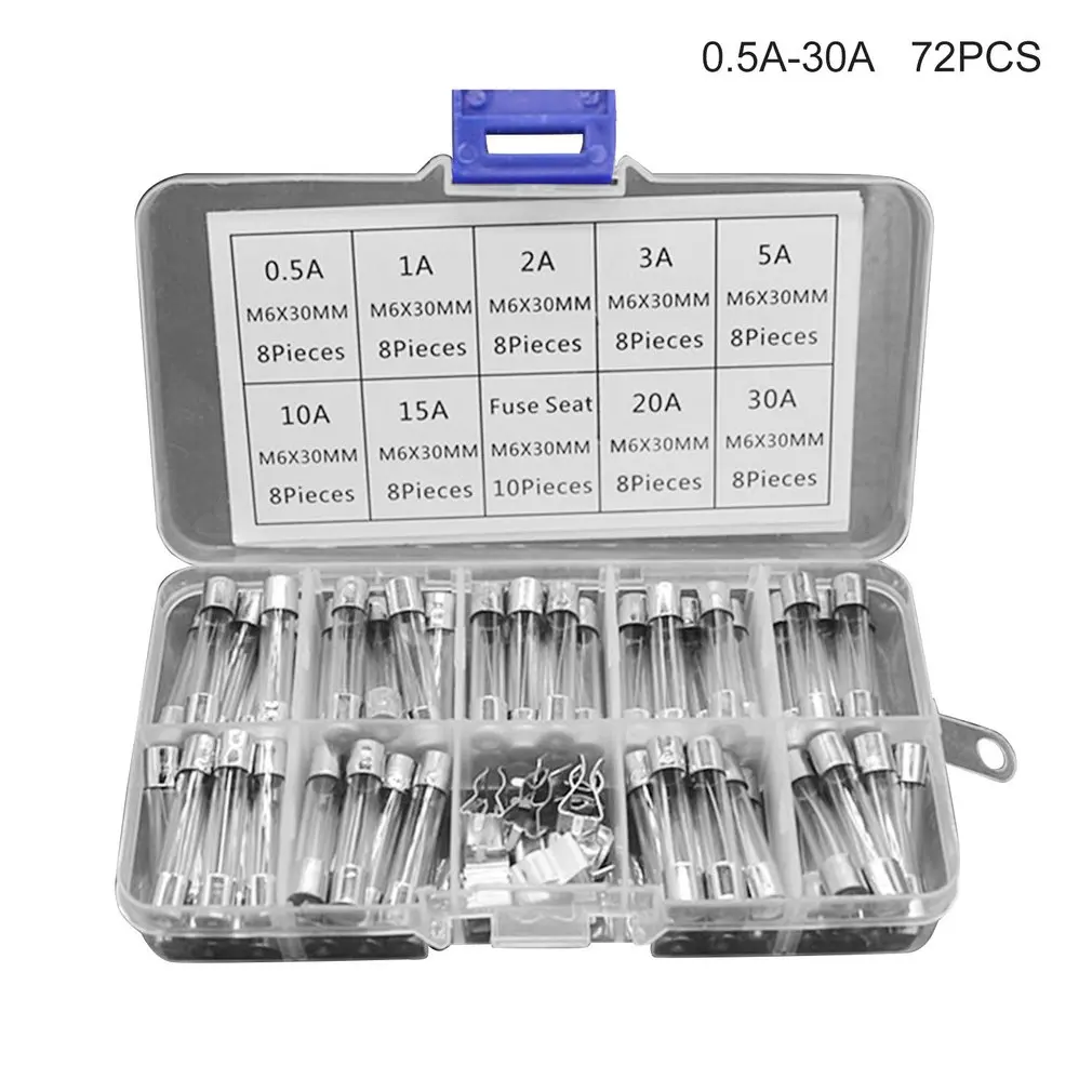 20/72/250PCS 6x30mm Fast Blow Fuse Glass Tube Fuse Assorted Mixed Kit Insurance Tube 1A/2A/3A/5A/10A/15A/20A
20/72/250PCS 6x30mm Fast Blow Fuse Glass Tube Fuse Assorted Mixed Kit Insurance Tube 1A/2A/3A/5A/10A/15A/20A