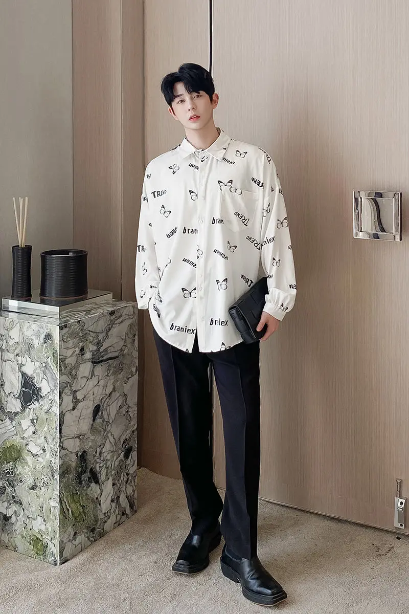 Men's shirt spring and winter 2021 new slim solid color butterfly print long-sleeved shirt loose casual young men's clothing
Men's shirt spring and winter 2021 new slim solid color butterfly print long-sleeved shirt loose casual young men's clothing