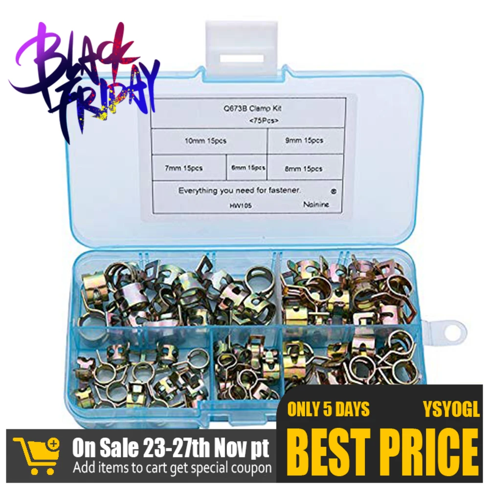 75pcs/set Zinc plating Elastic Ferrule 6/7/8/9/10mm Car Plumbing Spring Clip Hose Clamp for Fuel Line Water Pipe Air Tube
75pcs/set Zinc plating Elastic Ferrule 6/7/8/9/10mm Car Plumbing Spring Clip Hose Clamp for Fuel Line Water Pipe Air Tube