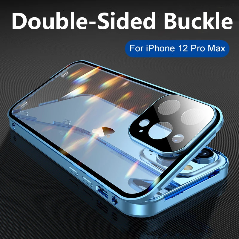 360 Full Protection Clear Case Double Sided Buckle For iPhone 12 Pro Max Mini Shockproof Metal frame Transparent glass Cover
360 Full Protection Clear Case Double Sided Buckle For iPhone 12 Pro Max Mini Shockproof Metal frame Transparent glass Cover