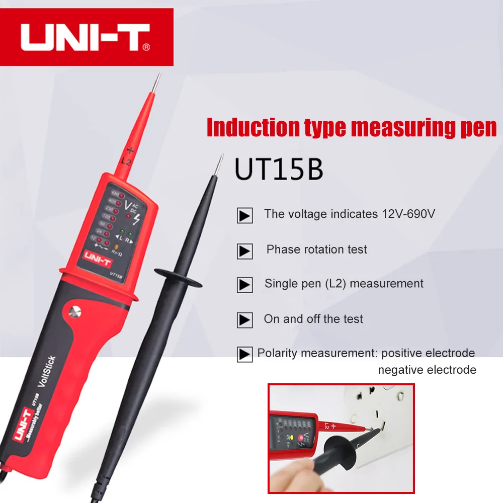 UNI-T UT15B UT15C Digital Voltage Meters Waterproof With LCD Display Handheld Rotation Voltage Testers Pen Outdoor Indoor
UNI-T UT15B UT15C Digital Voltage Meters Waterproof With LCD Display Handheld Rotation Voltage Testers Pen Outdoor Indoor