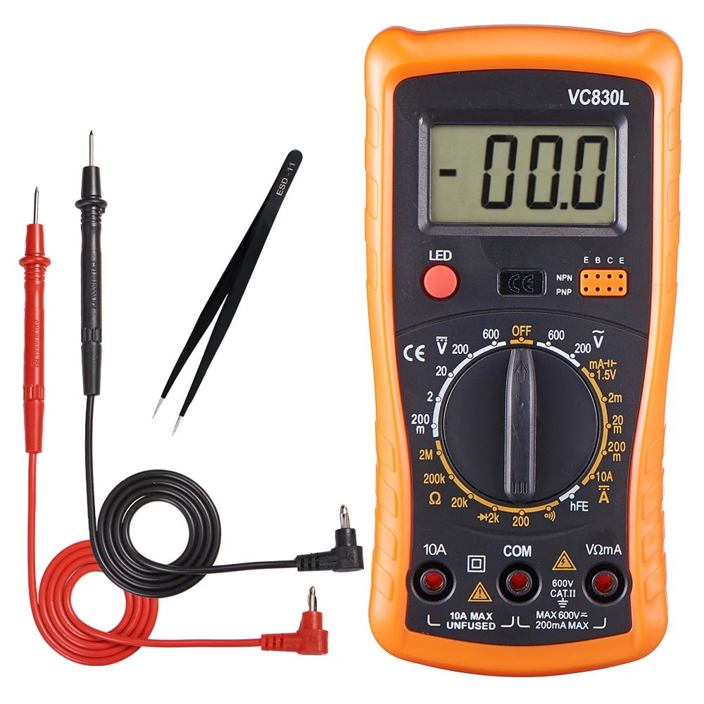Household Handheld Digital Multimeter Voltmeter Ammeter Ohmmeter Diode Test 10A AC DC 600V Current Tester Test LCD Display
Household Handheld Digital Multimeter Voltmeter Ammeter Ohmmeter Diode Test 10A AC DC 600V Current Tester Test LCD Display